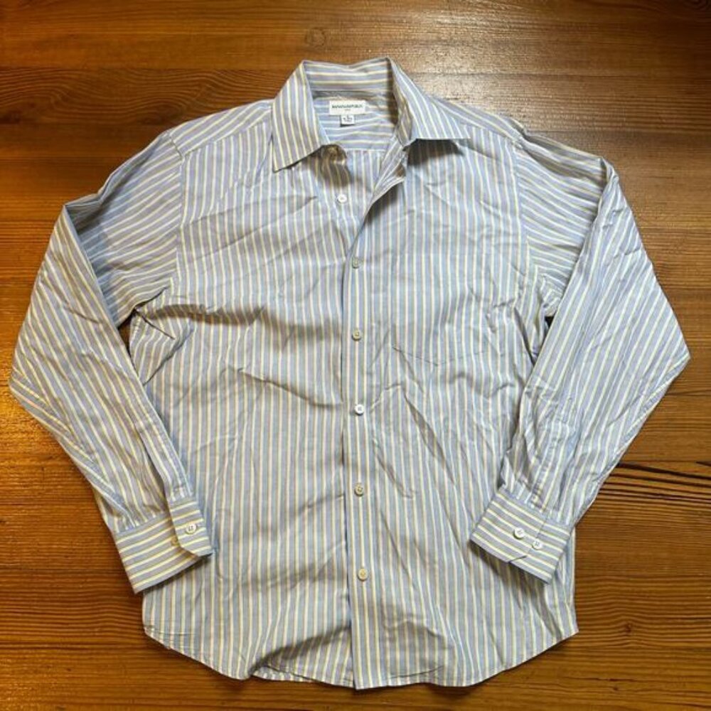 Banana Republic light blue striped long sleeve button up collar shirt SIZE S